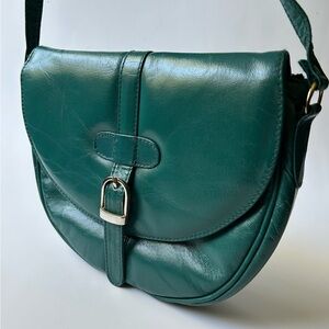 Teal Green Leather Crossbody Swing Bag Purse